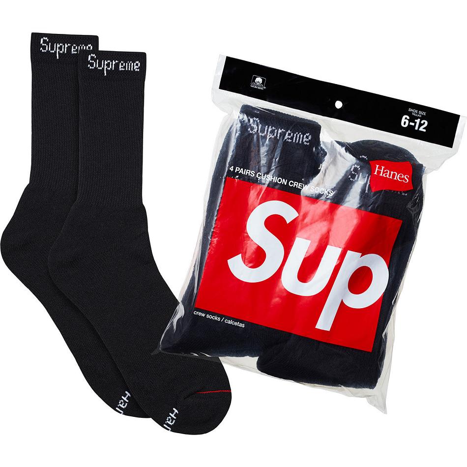 Calcetines Supreme Hanes® Crew Socks (4 Pack) Negras | CO486YU