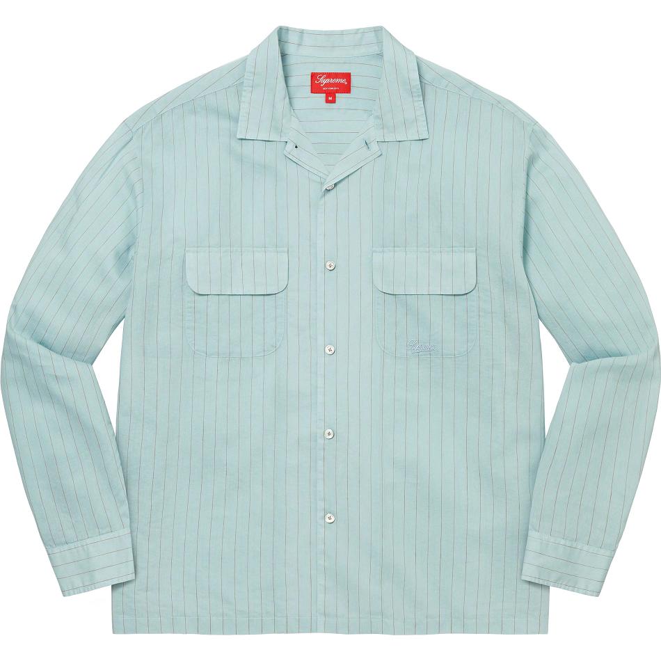 Camisas Supreme Pinstripe Linen Azules | CO218BC