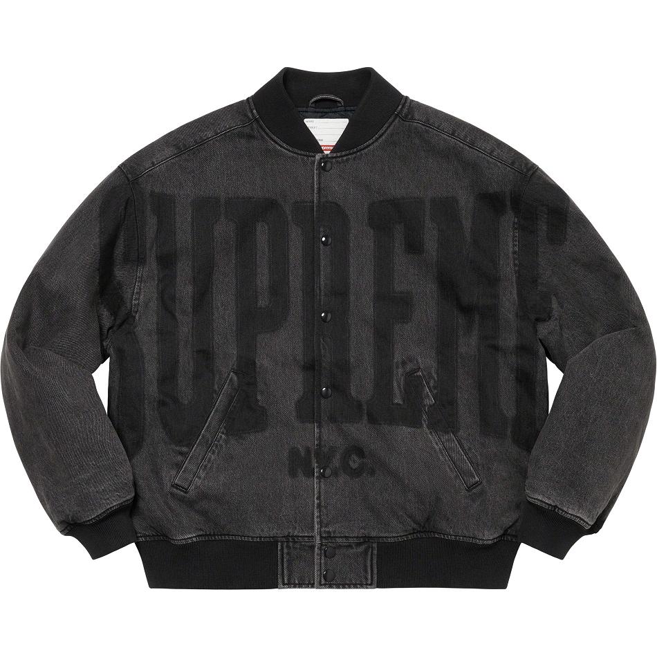 Chaquetas Supreme Washed Knockout Denim Varsity Negras | CO152PQ