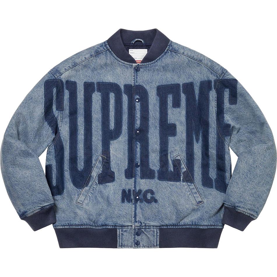 Chaquetas Supreme Washed Knockout Denim Varsity Azul Marino | CO154SO