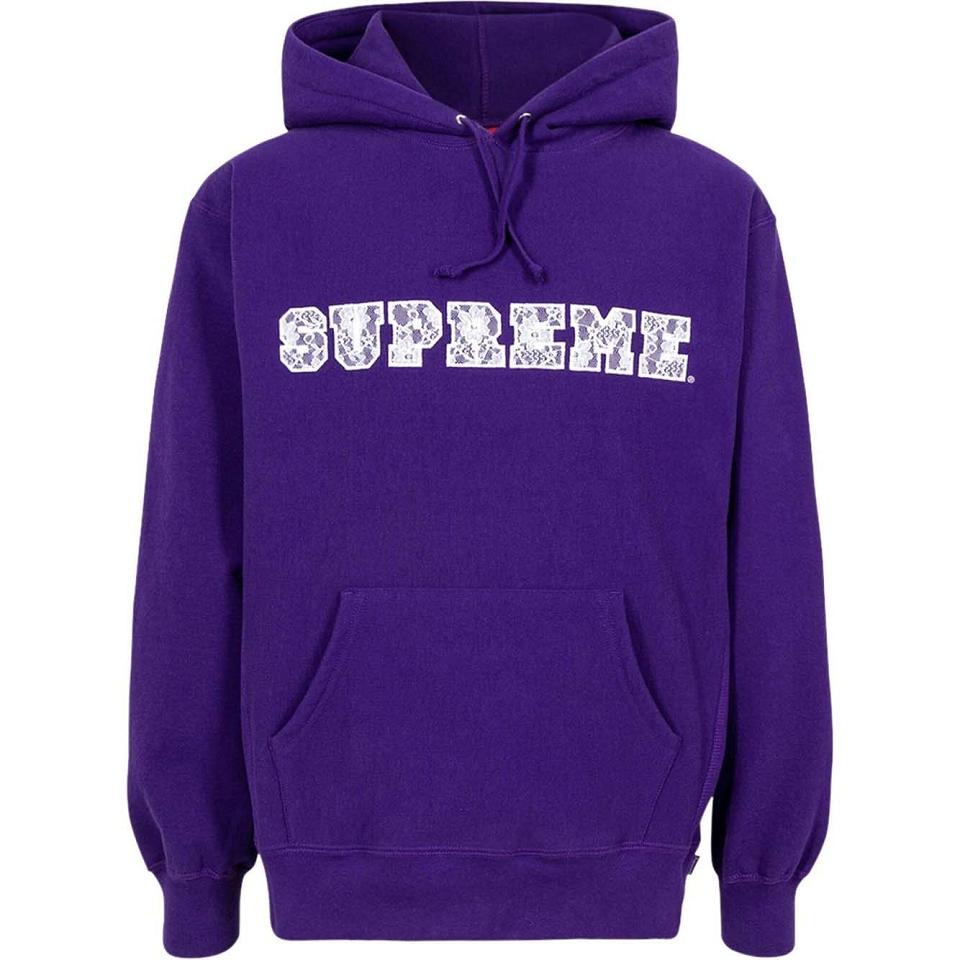 Sudadera Con Capucha Supreme Encaje Detail Logo Moradas | CO115NB