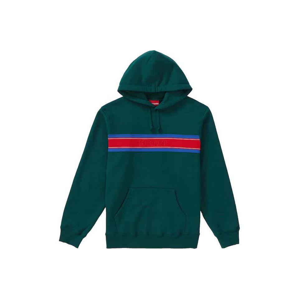 Sudaderas Supreme Chest Stripe Logo Encapuchado Verde | CO321VD