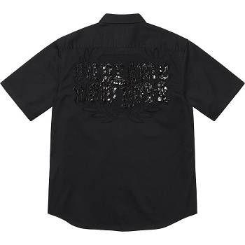 Camisas Supreme Croc Patch S/S Trabajo Negras | CO204PQ