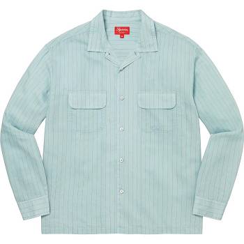 Camisas Supreme Pinstripe Linen Azules | CO218BC