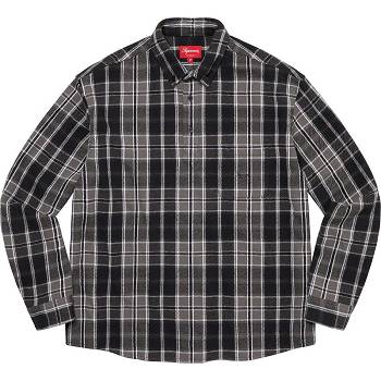 Camisas Supreme Pullover Plaid Flannel Negras | CO212KI