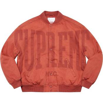 Chaquetas Supreme Washed Knockout Denim Varsity Rojas | CO153AP