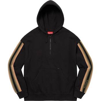 Sudaderas Supreme Half Zip Encapuchado Negras | CO298MA